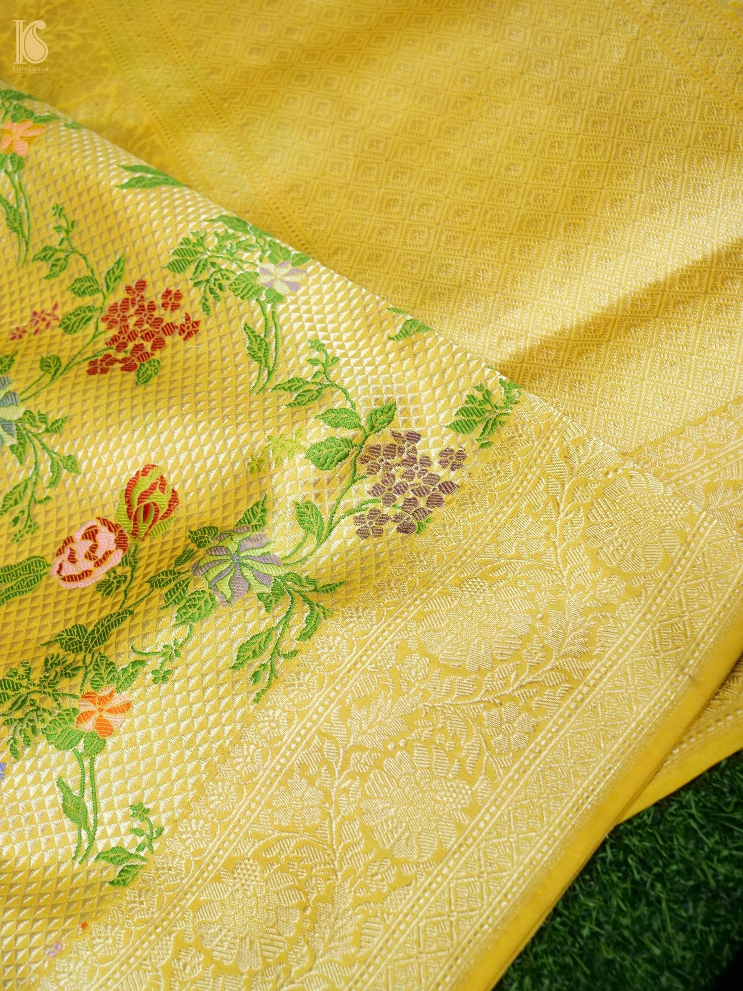 Banarasi Katan Silk Kinkhab Meenakari Handwoven Saree in Butter Yellow