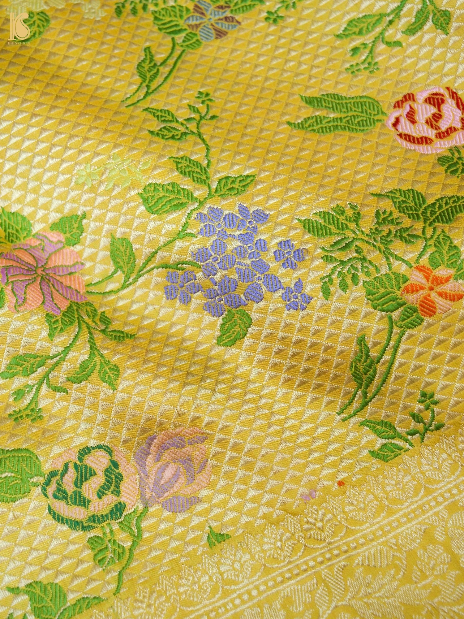 Banarasi Katan Silk Kinkhab Meenakari Handwoven Saree in Butter Yellow