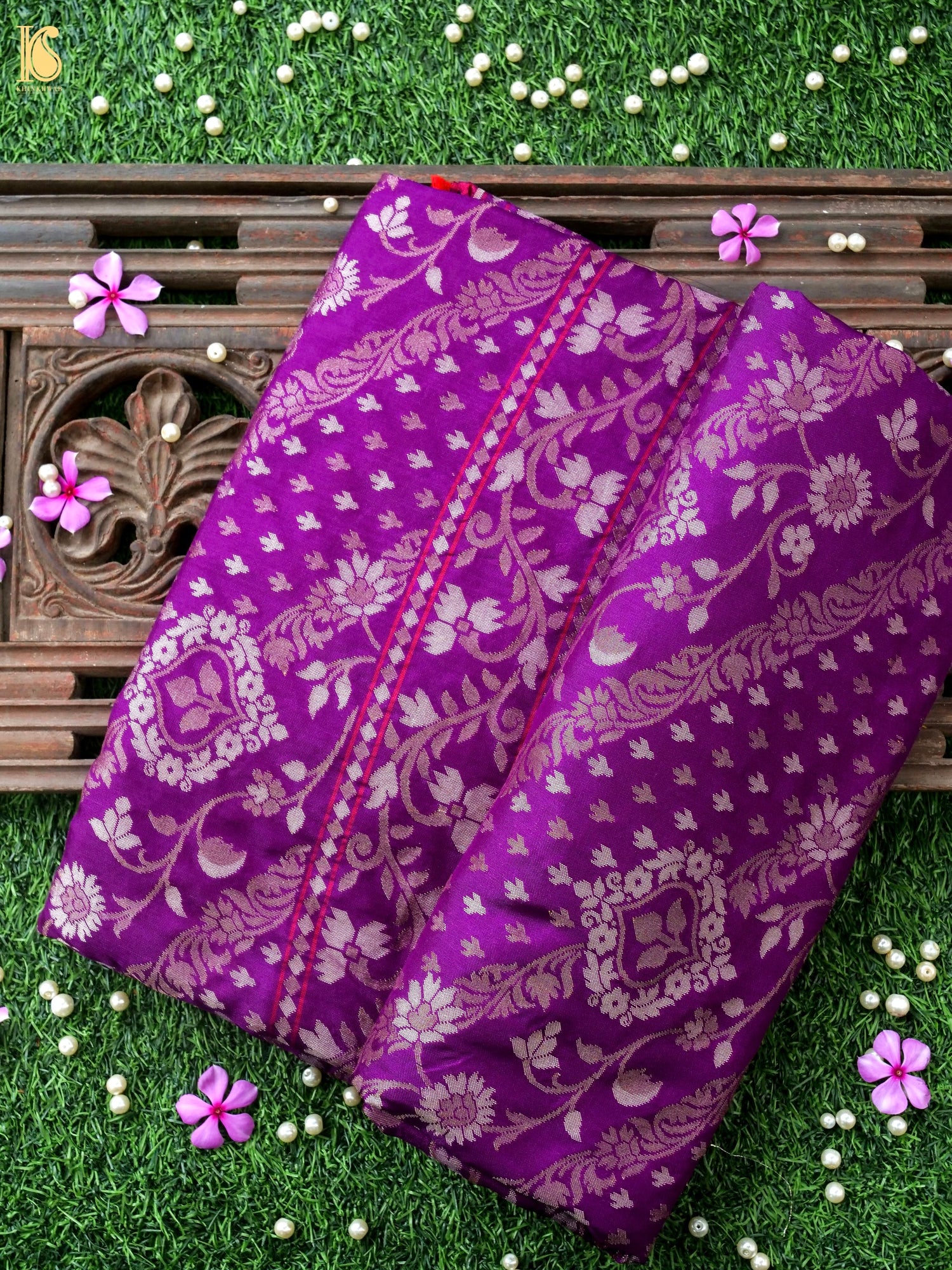 Banarasi Katan Silk Jamdani Saree in Royal Purple
