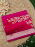 Rani Pink Banarasi Katan Silk Ektara Handwoven Saree with intricate gold zari work, showcasing traditional craftsmanship.