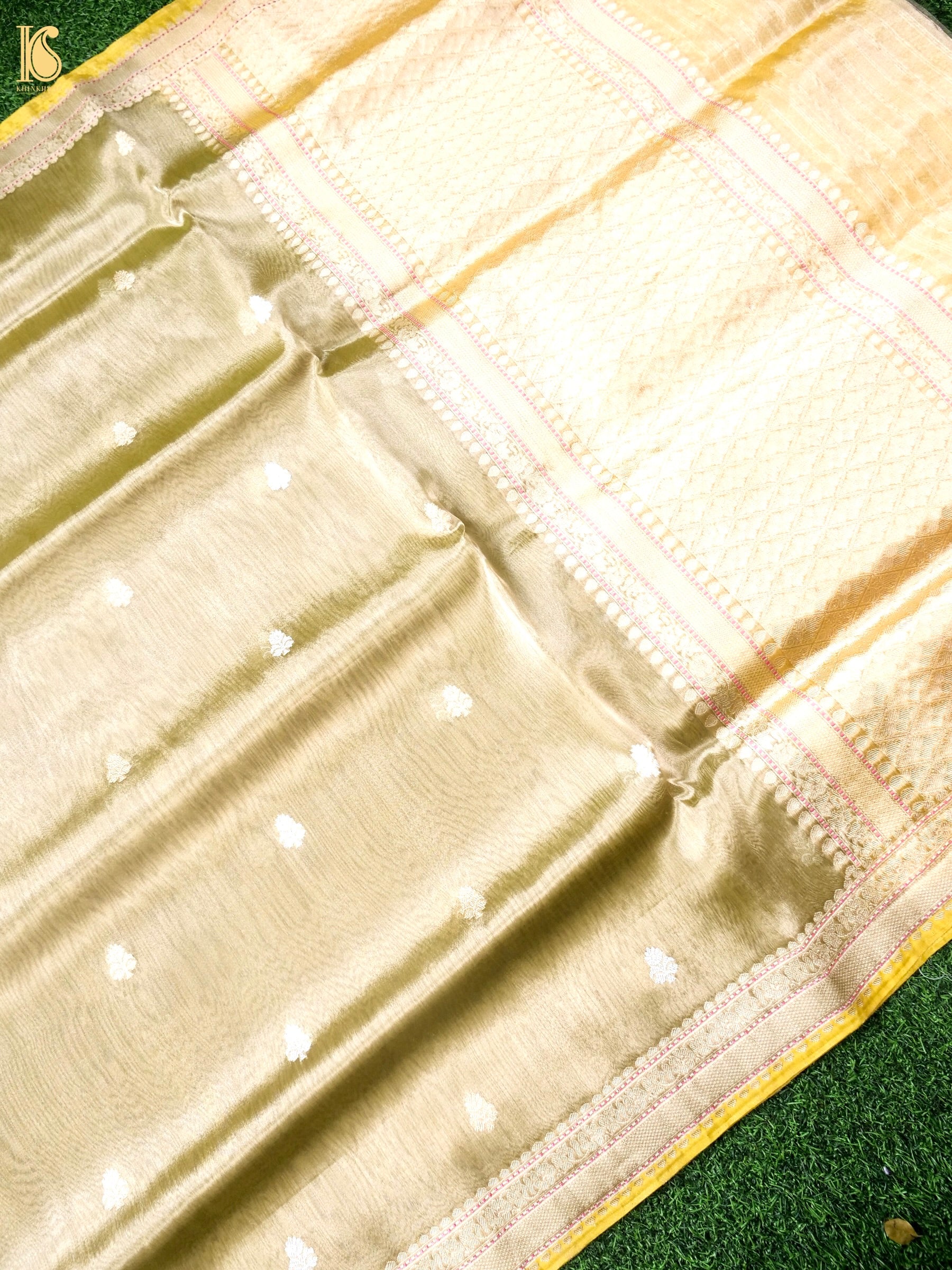 Handwoven Banarasi Tissue Silk Saree in Champagne Gold - Aab
