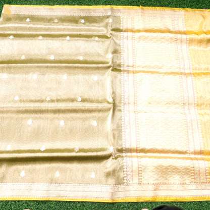 Handwoven Banarasi Tissue Silk Saree in Champagne Gold - Aab