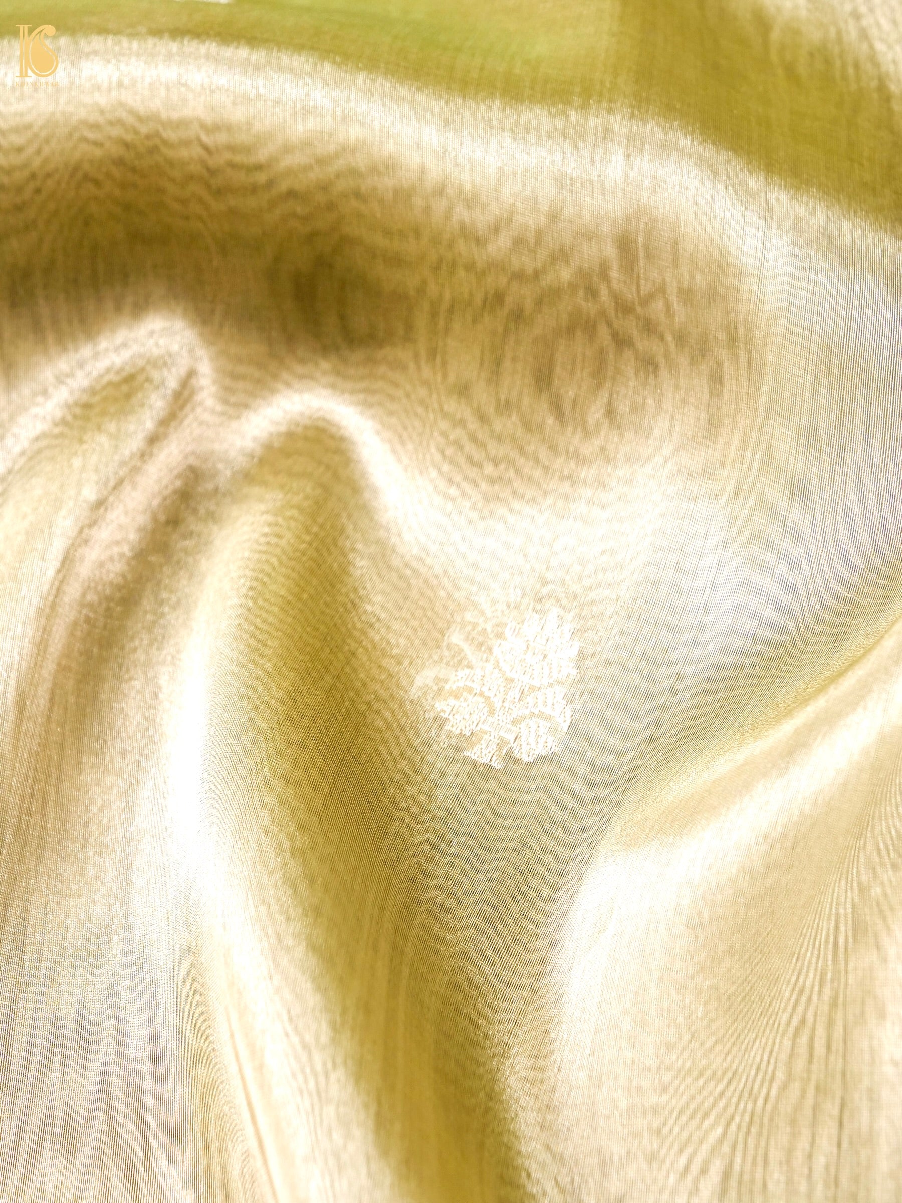 Handwoven Banarasi Tissue Silk Saree in Champagne Gold - Aab
