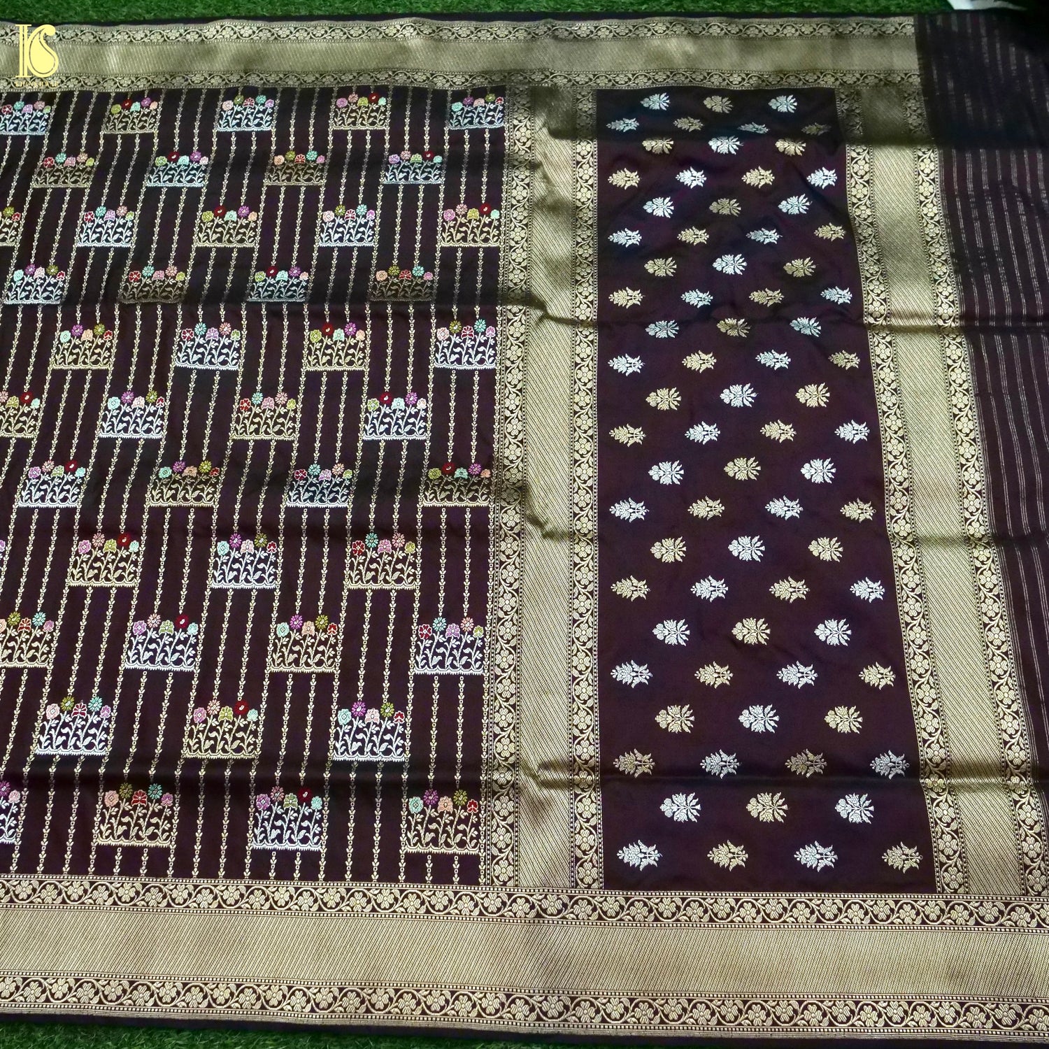 Banarasi Katan Silk Kadwa Booti Handwoven Saree in Deep Wine