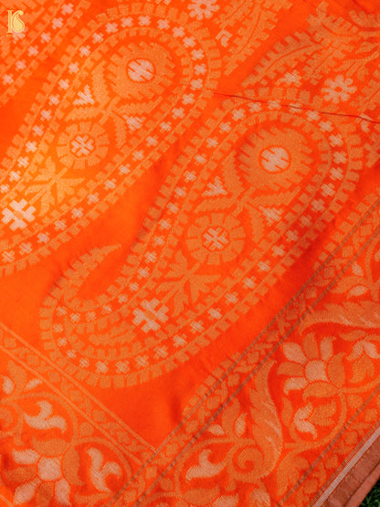 Banarasi Katan Silk Jamdani Saree in Tangerine Orange