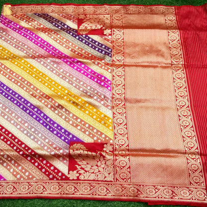 Banarasi Katan Silk Rangkat Handwoven Saree in Multicolour