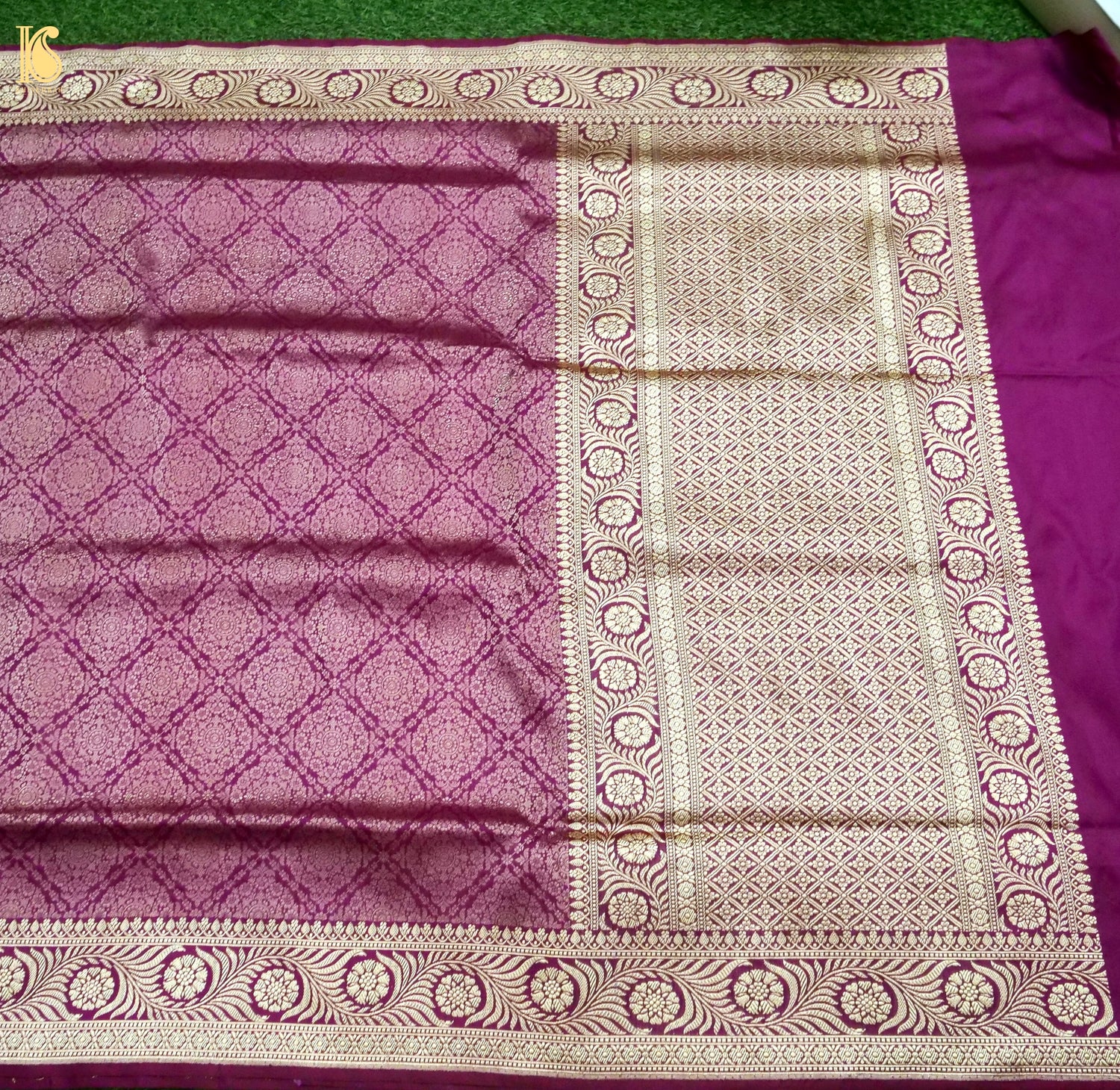 Banarasi Pure Silk Zari Brocade Handwoven Saree in Magenta