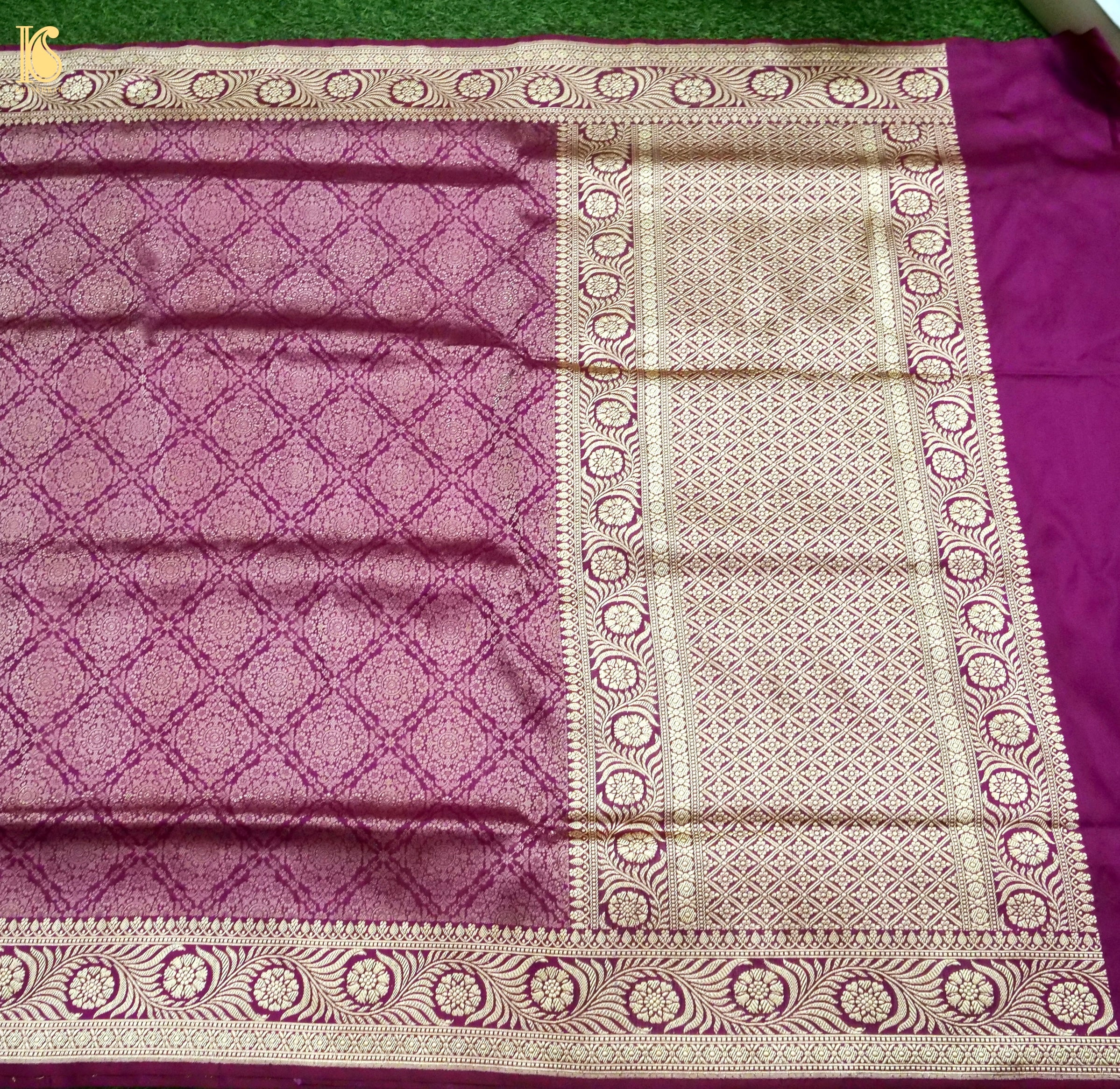 Banarasi Pure Silk Zari Brocade Handwoven Saree in Magenta