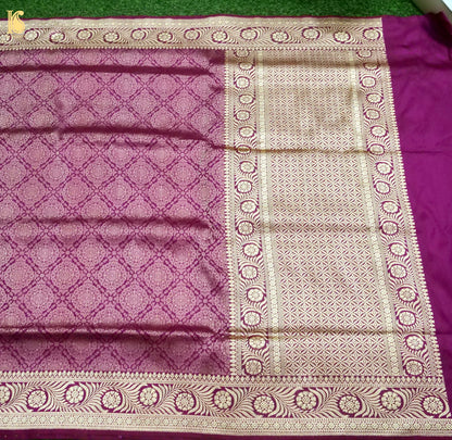 Banarasi Pure Silk Zari Brocade Handwoven Saree in Magenta