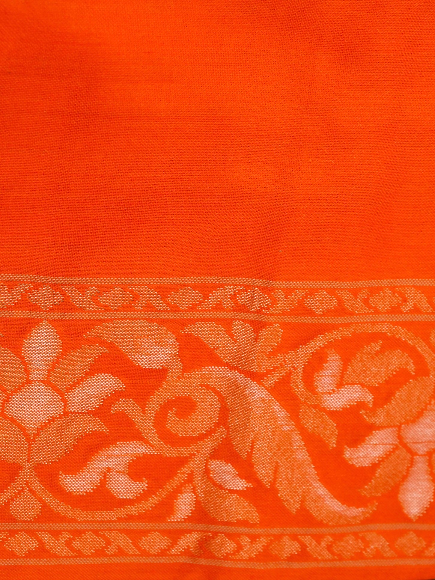 Banarasi Katan Silk Jamdani Saree in Tangerine Orange