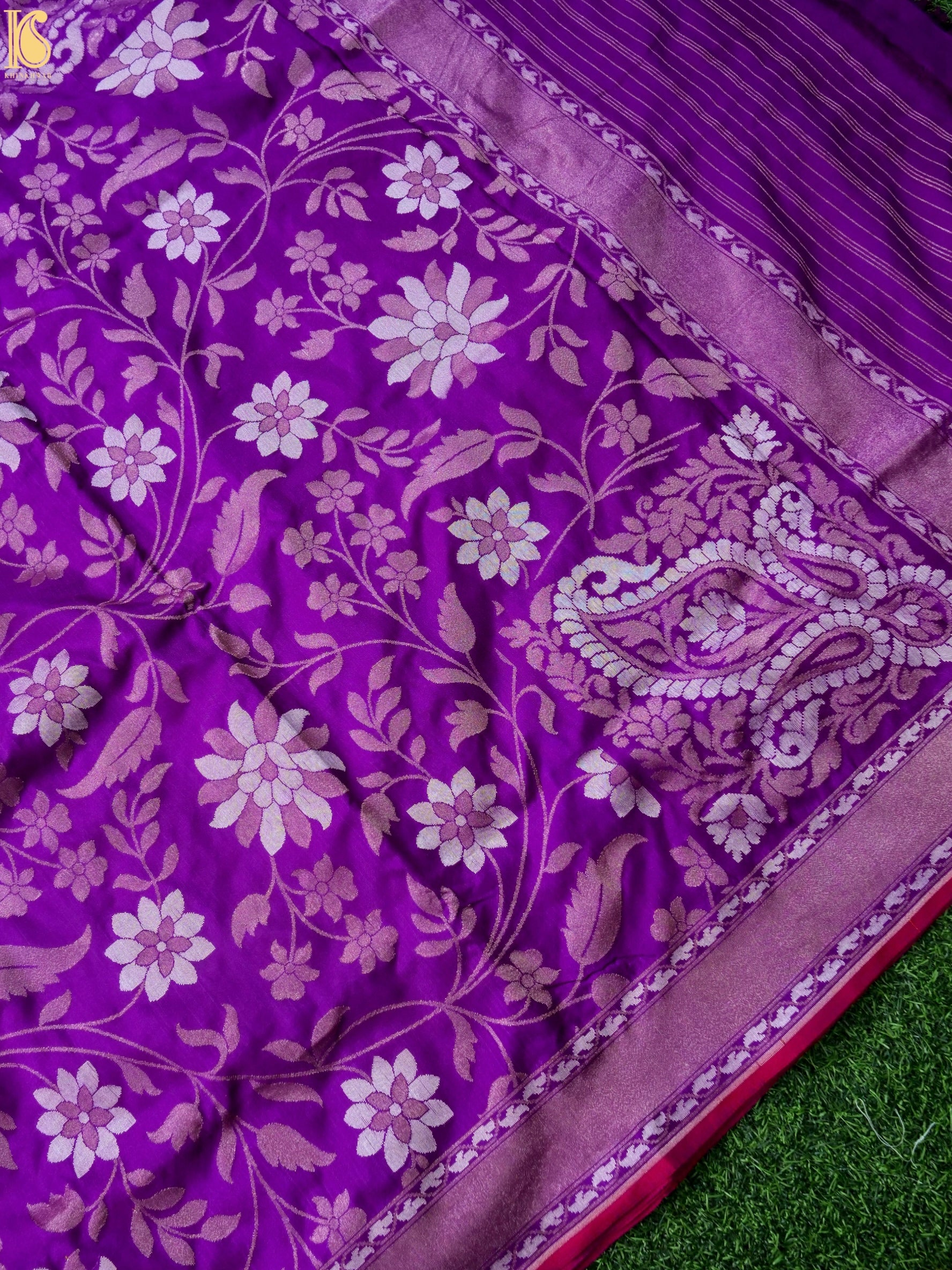 Banarasi Katan Silk Jamdani Saree in Violet Purple
