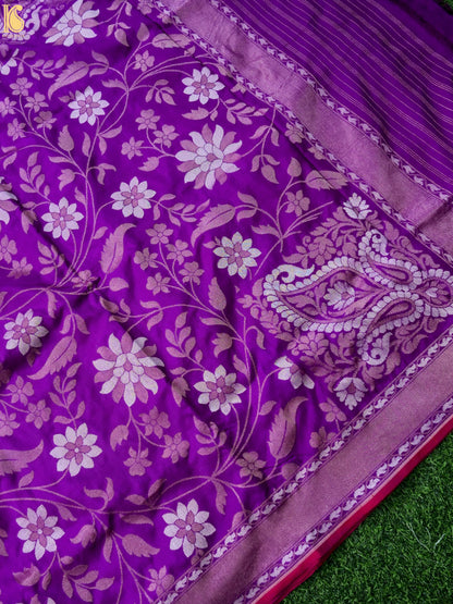 Banarasi Katan Silk Jamdani Saree in Violet Purple