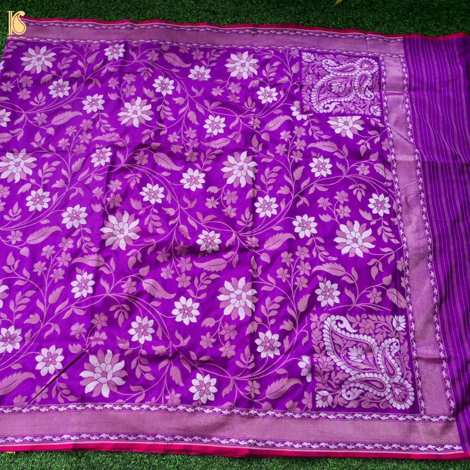 Banarasi Katan Silk Jamdani Saree in Violet Purple