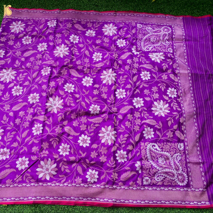 Banarasi Katan Silk Jamdani Saree in Violet Purple