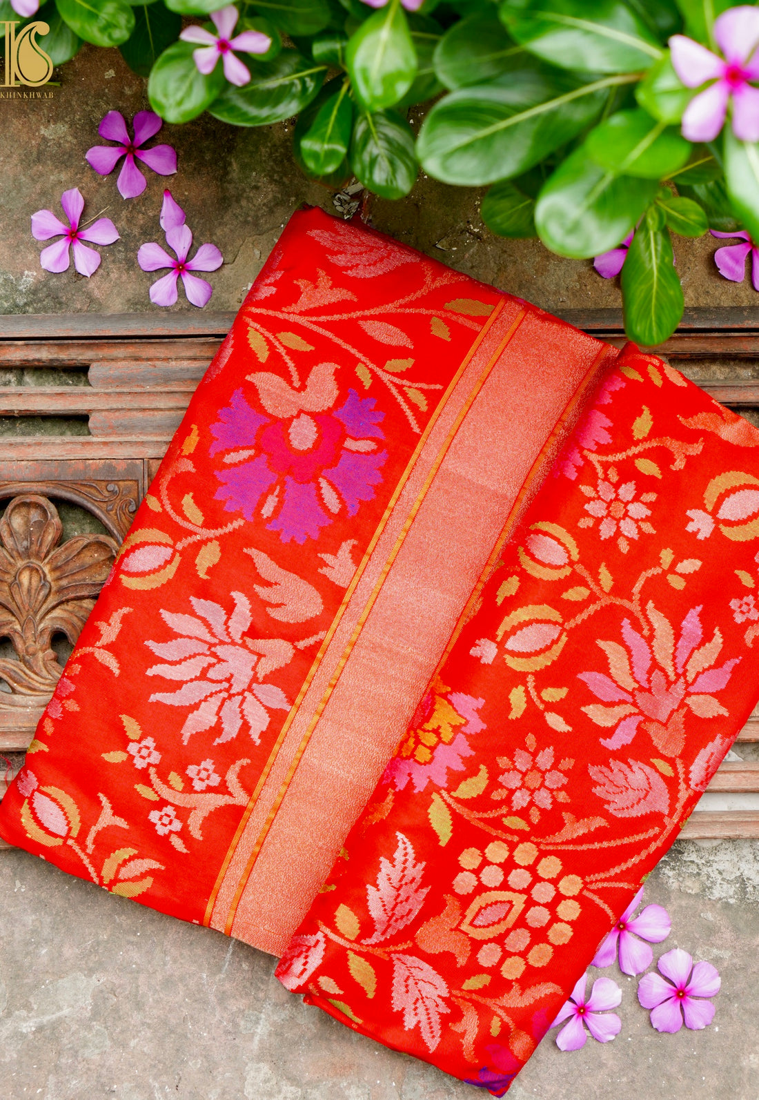Rakhtambari Handloom Banarasi Silk Real Silver Zari Jamdani Saree