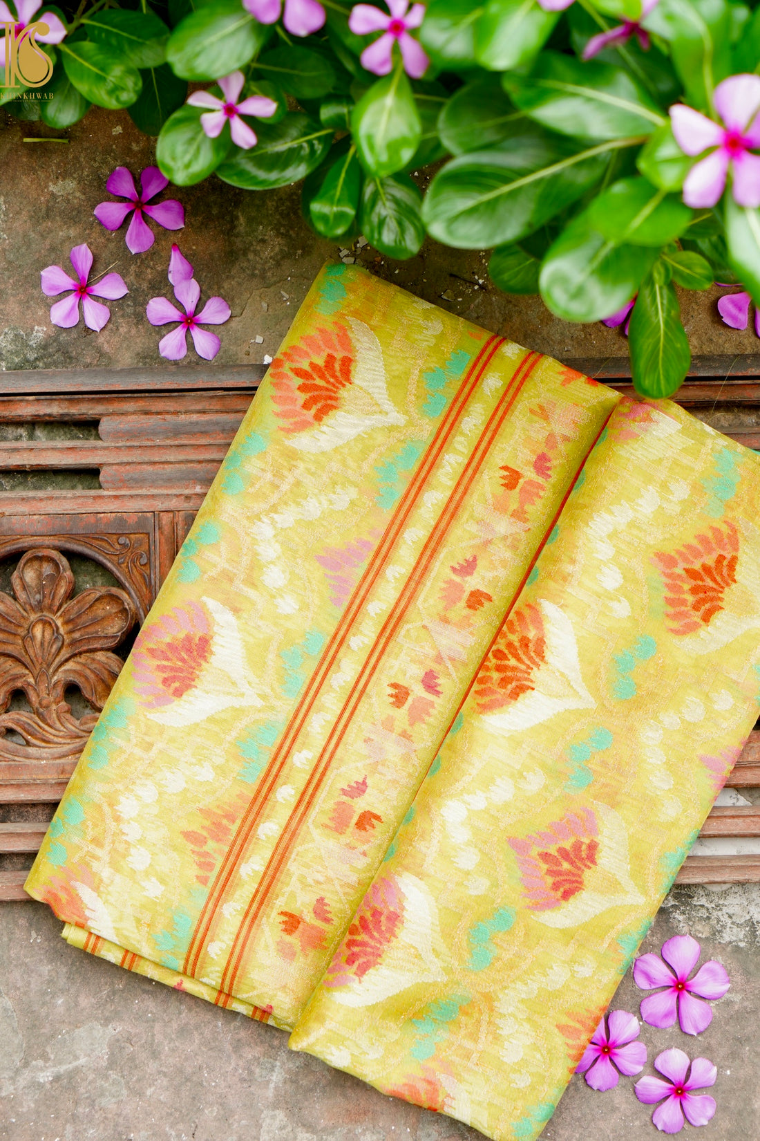 Handloom Banarasi Real Silver Zari Kora by Cotton Saree