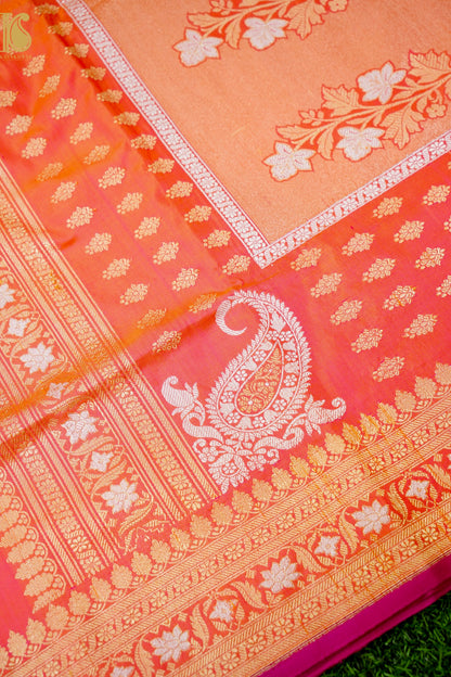 Handwoven Banarasi Real Silver Zari Katan Silk Saree