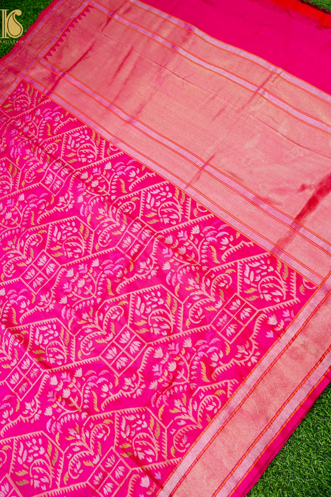 Handloom Banarasi Silk Real Silver Zari Jamdani Saree