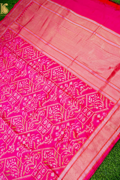 Handloom Banarasi Silk Real Silver Zari Jamdani Saree