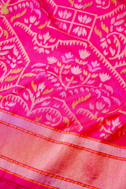 Handloom Banarasi Silk Real Silver Zari Jamdani Saree
