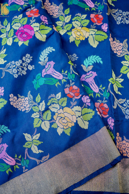 Neelambari Handloom Banarasi Silk Real Silver Zari Jamdani Saree