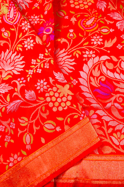 Rakhtambari Handloom Banarasi Silk Real Silver Zari Jamdani Saree