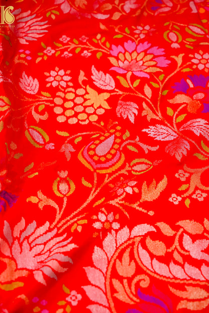 Rakhtambari Handloom Banarasi Silk Real Silver Zari Jamdani Saree