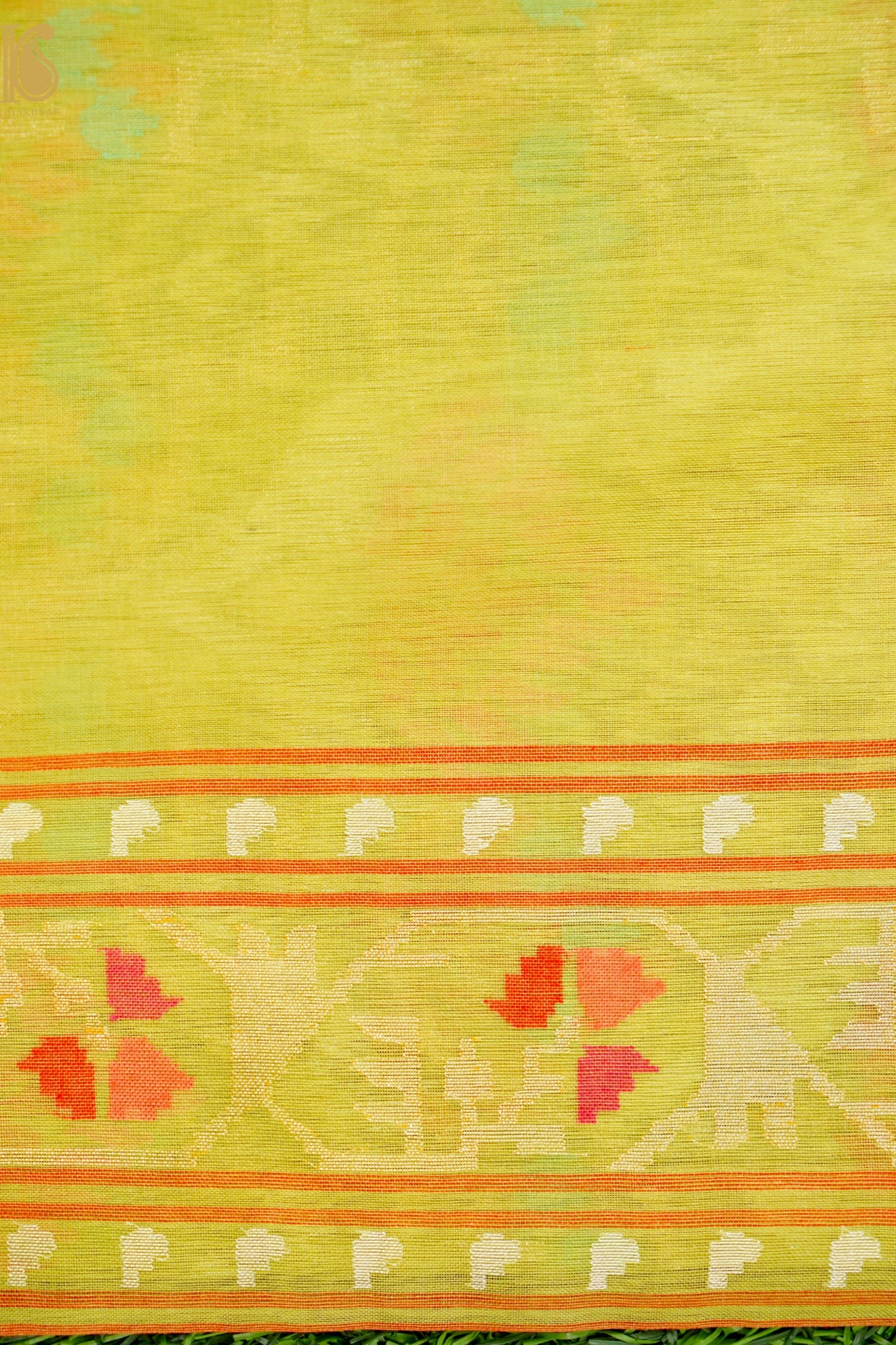 Handloom Banarasi Real Silver Zari Kora by Cotton Saree