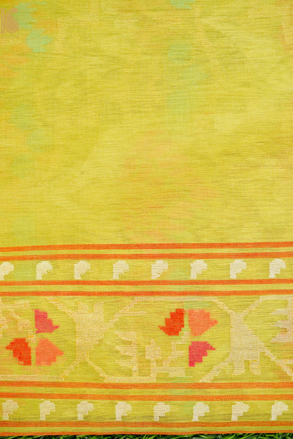 Handloom Banarasi Real Silver Zari Kora by Cotton Saree