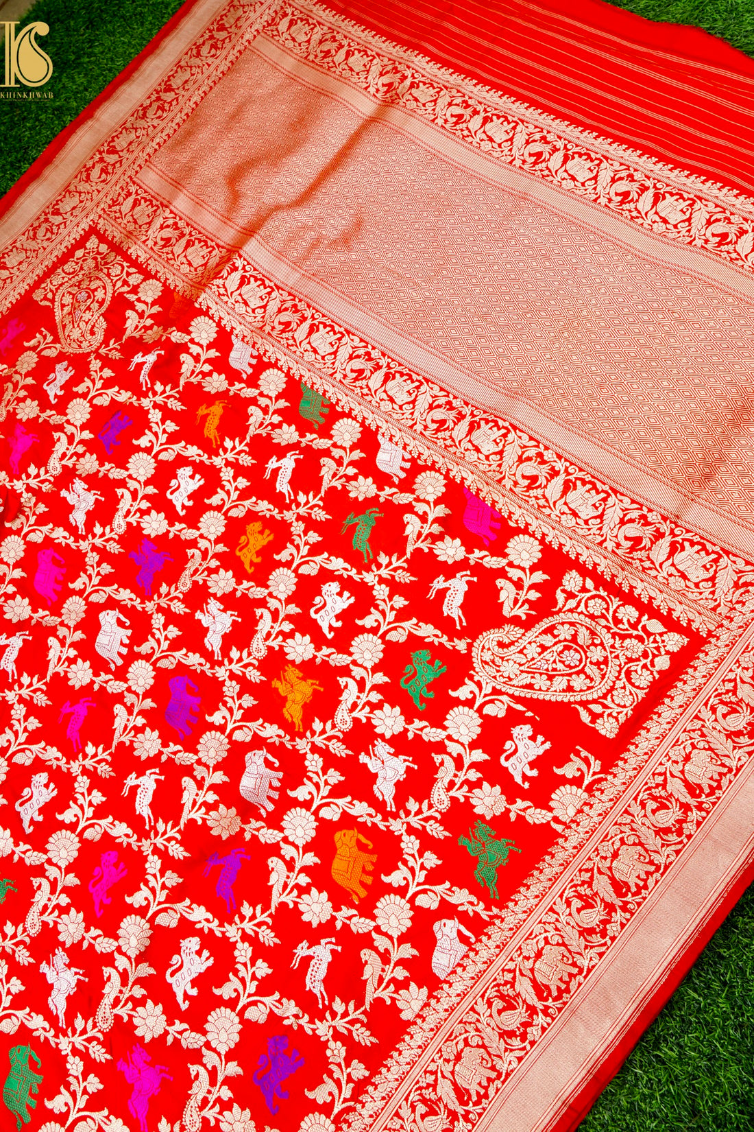 Handwoven Banarasi Katan Silk Kadwa Shikargah Saree