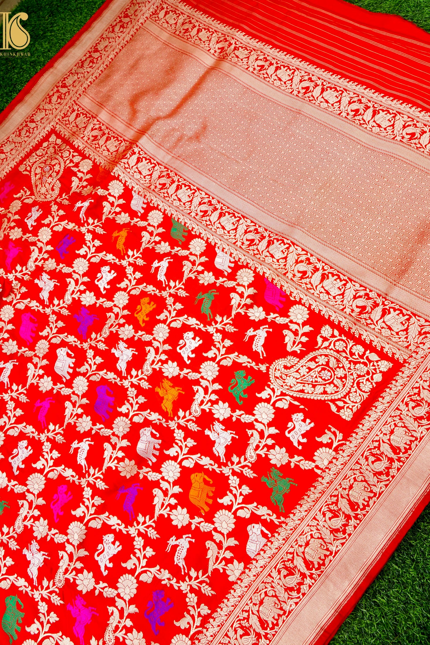 Handwoven Banarasi Katan Silk Kadwa Shikargah Saree