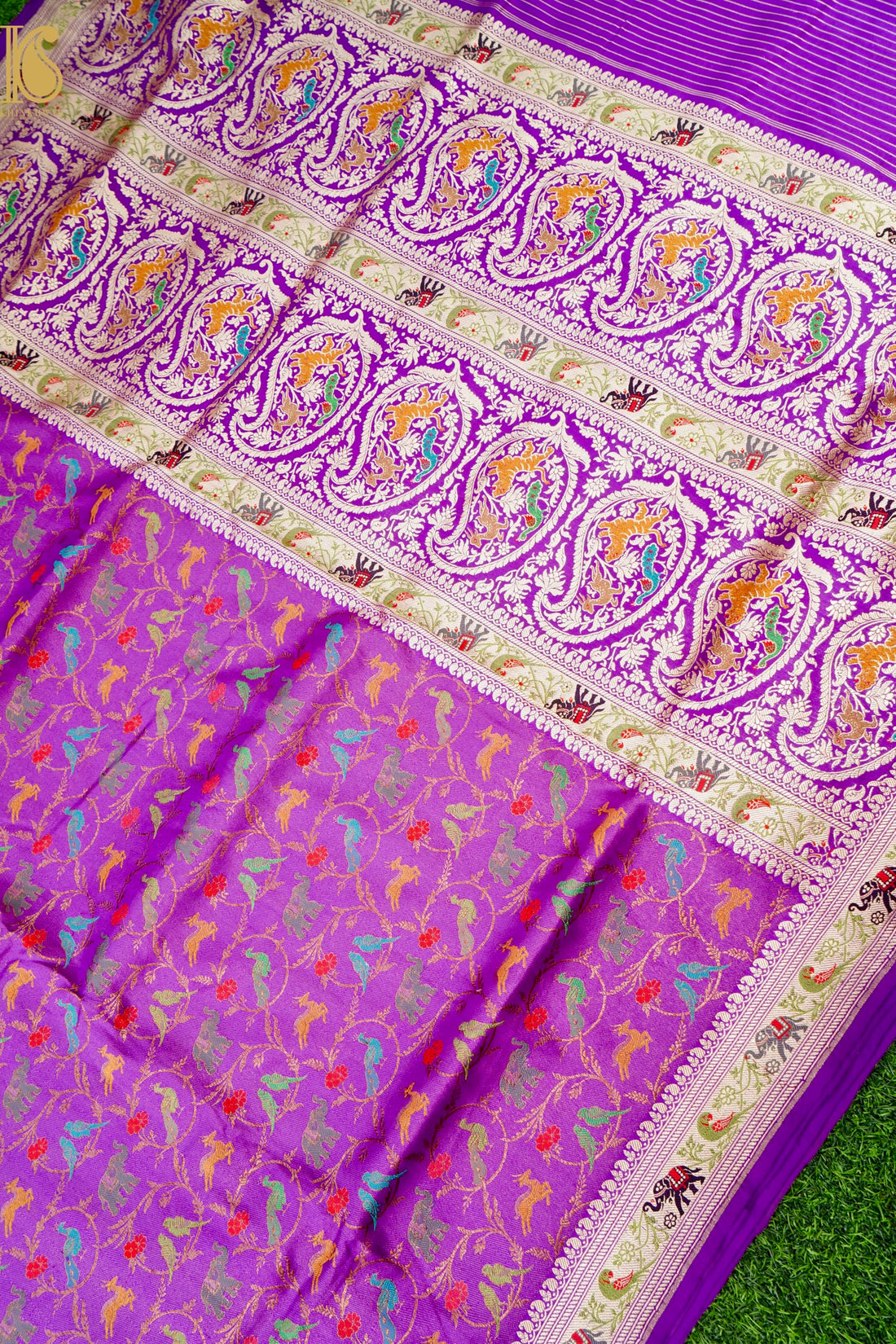 Handwoven Banarasi Katan Silk Kadwa Shikargah Saree