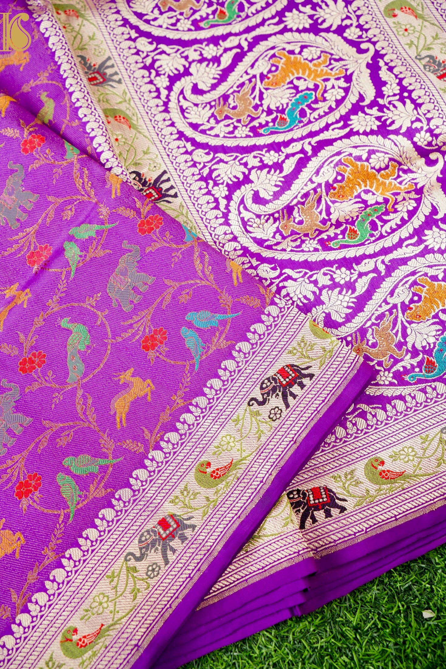 Handwoven Banarasi Katan Silk Kadwa Shikargah Saree