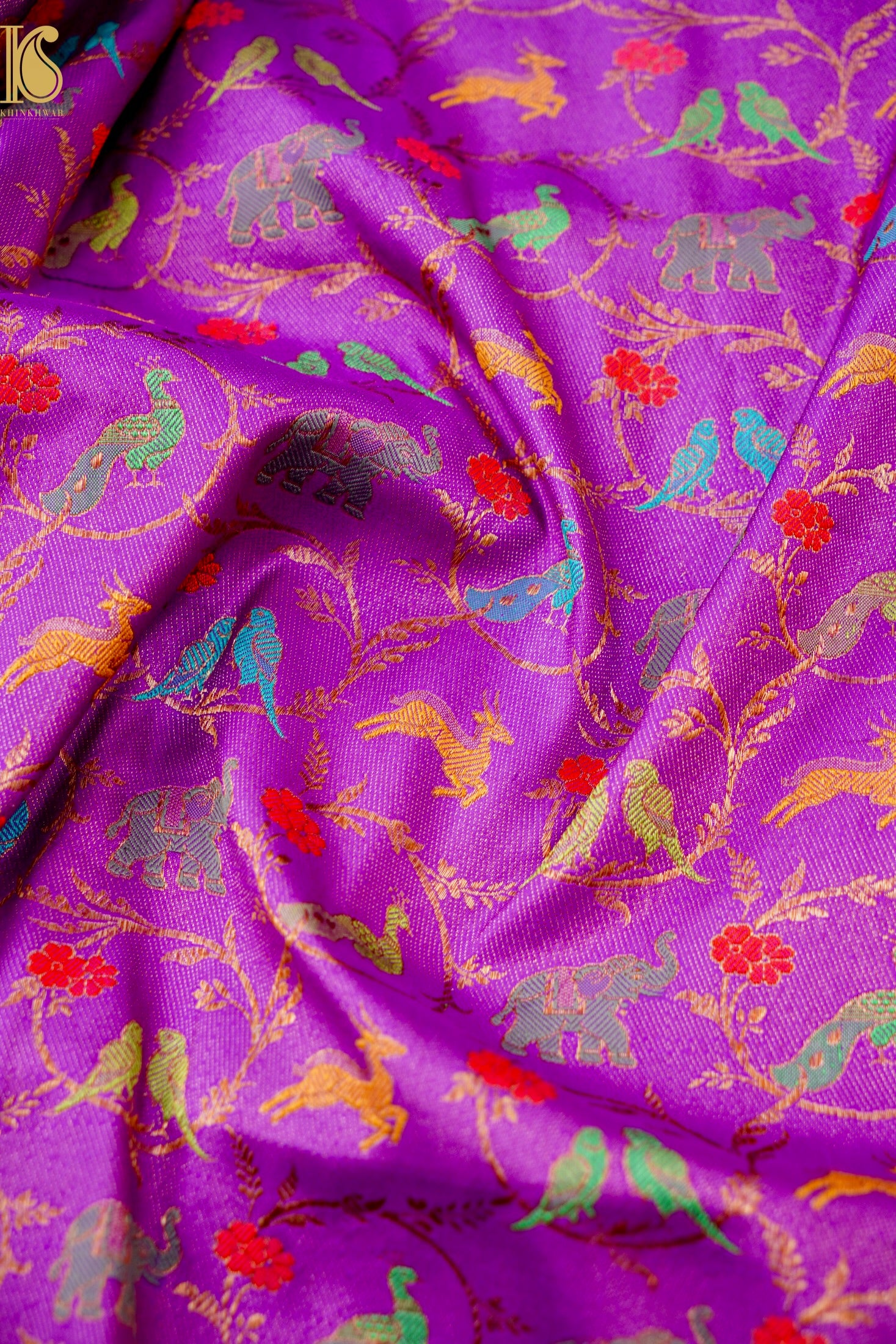 Handwoven Banarasi Katan Silk Kadwa Shikargah Saree