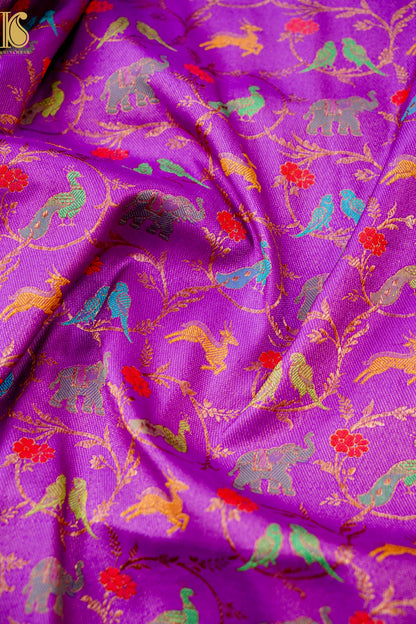Handwoven Banarasi Katan Silk Kadwa Shikargah Saree