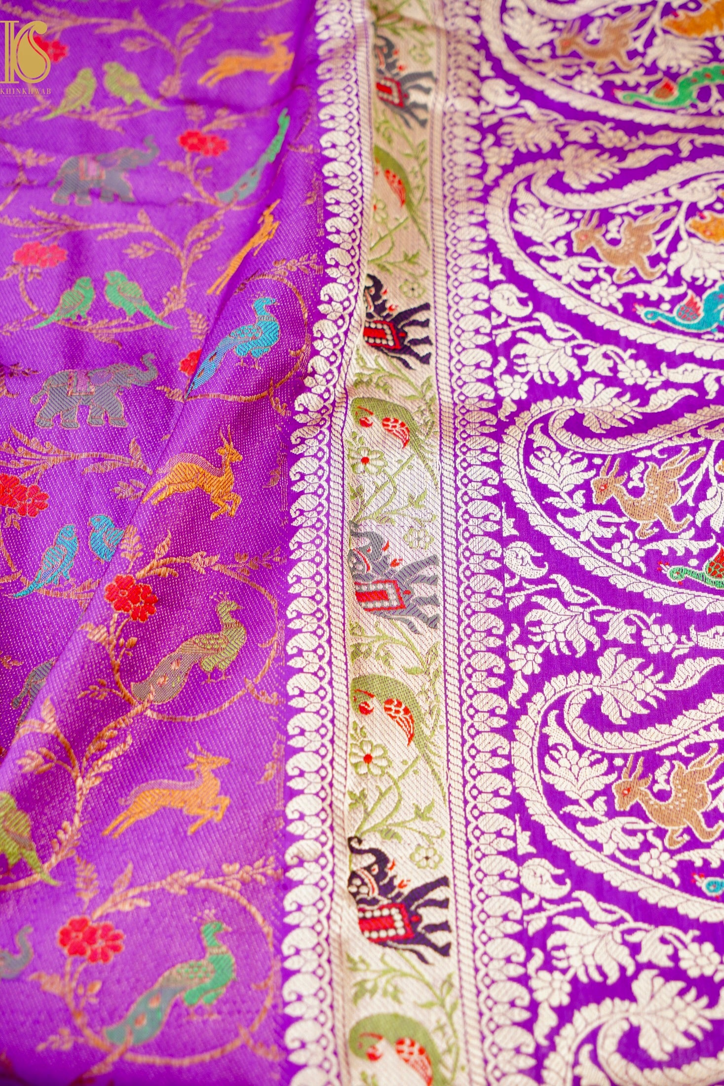 Handwoven Banarasi Katan Silk Kadwa Shikargah Saree
