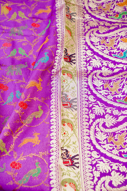 Handwoven Banarasi Katan Silk Kadwa Shikargah Saree