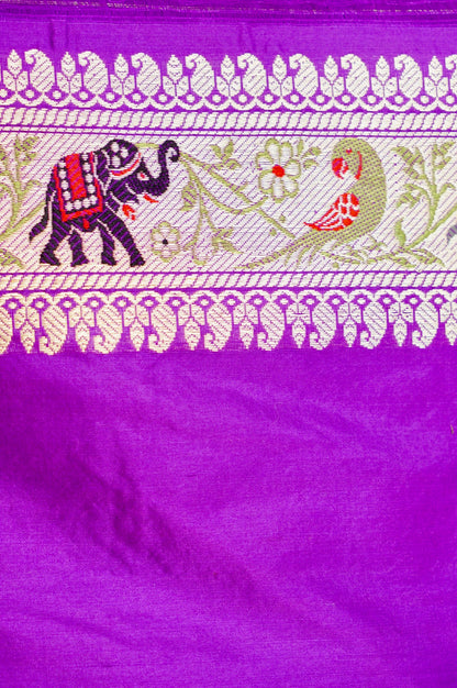 Handwoven Banarasi Katan Silk Kadwa Shikargah Saree