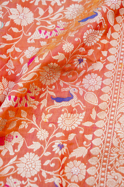 Handwoven Banarasi Katan Silk Shikargah Dupatta