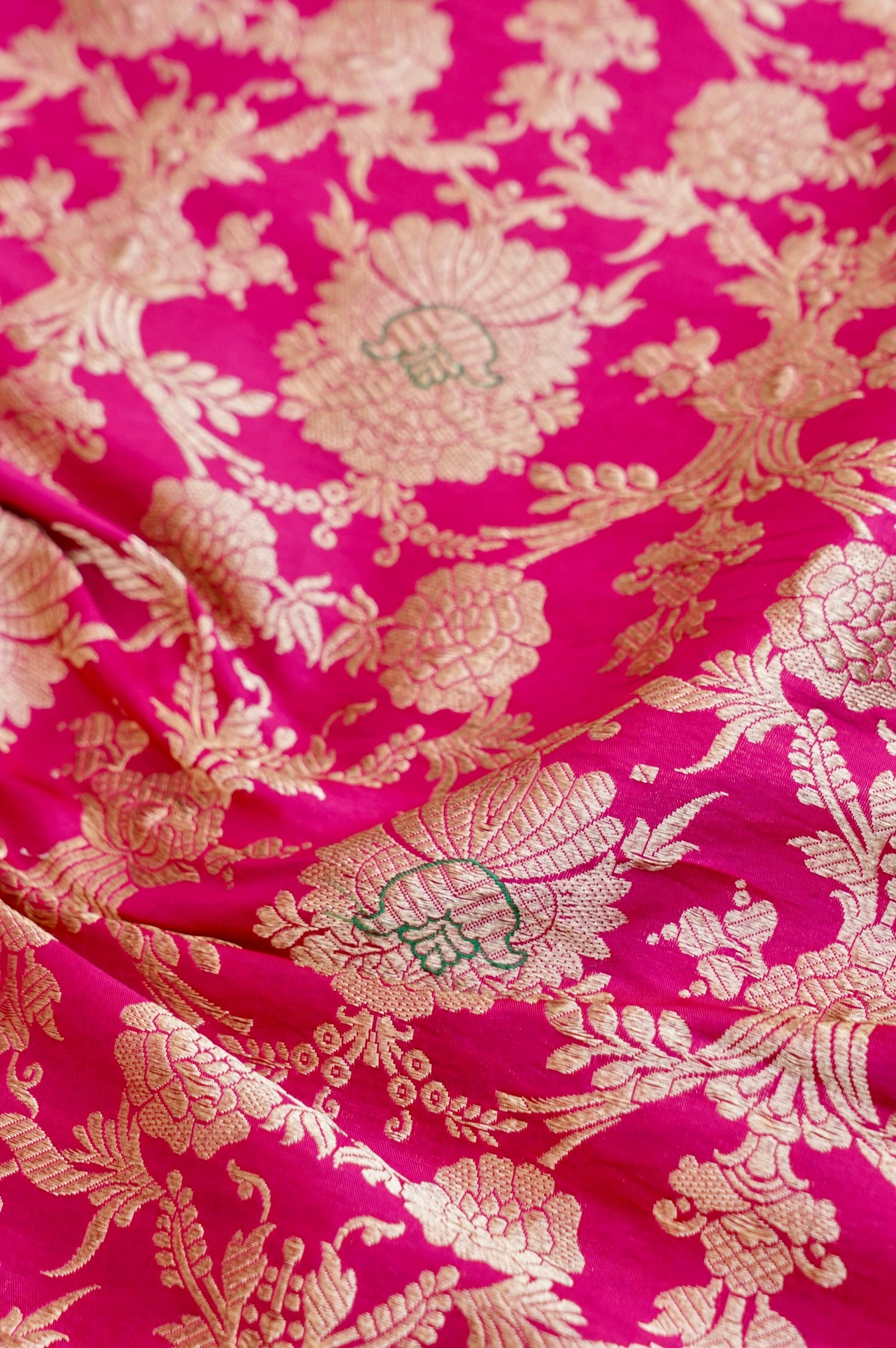 Pure Brocade Banarasi Mehraab Fabric in Pink - Khinkhwab