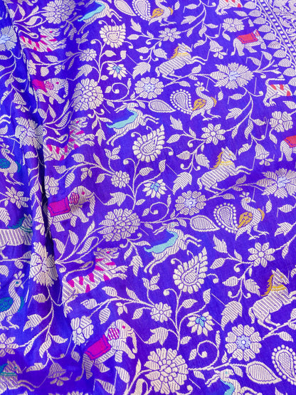 Handloom Banarasi Katan Shikargah Saree - Khinkhwab