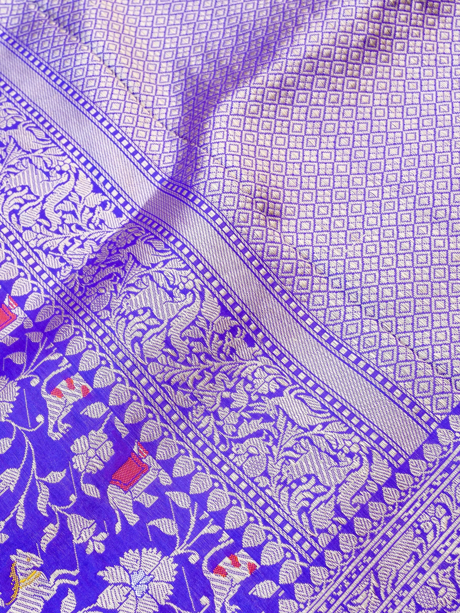 Handloom Banarasi Katan Shikargah Saree - Khinkhwab