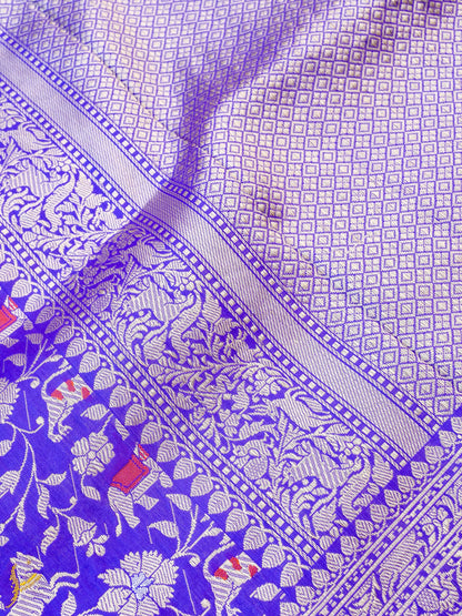 Handloom Banarasi Katan Shikargah Saree - Khinkhwab