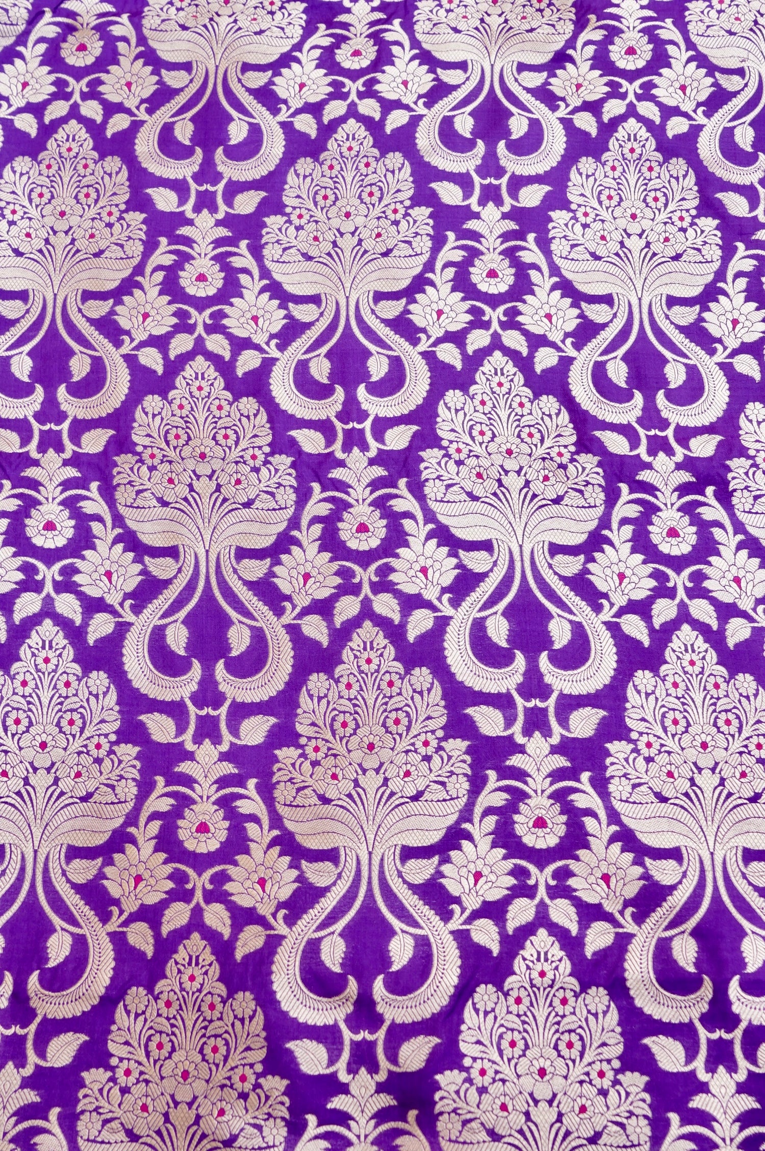 Pure Brocade Banarasi Guldaan Fabric in Purple - Khinkhwab