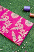 Pure Brocade Banarasi Chrysanthemum Jaal Fabric in Pink - Khinkhwab