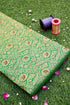 Pure Brocade Banarasi Fan Booti Fabric in Green - Khinkhwab