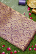 Pure Brocade Banarasi Arch Jaal Fabric in Purple - Khinkhwab