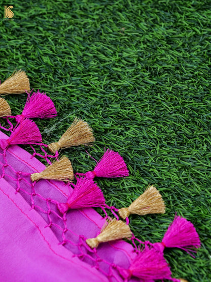 Banarasi Georgette Meenakari Dupatta in Pink and Orange - Birds of Paradise