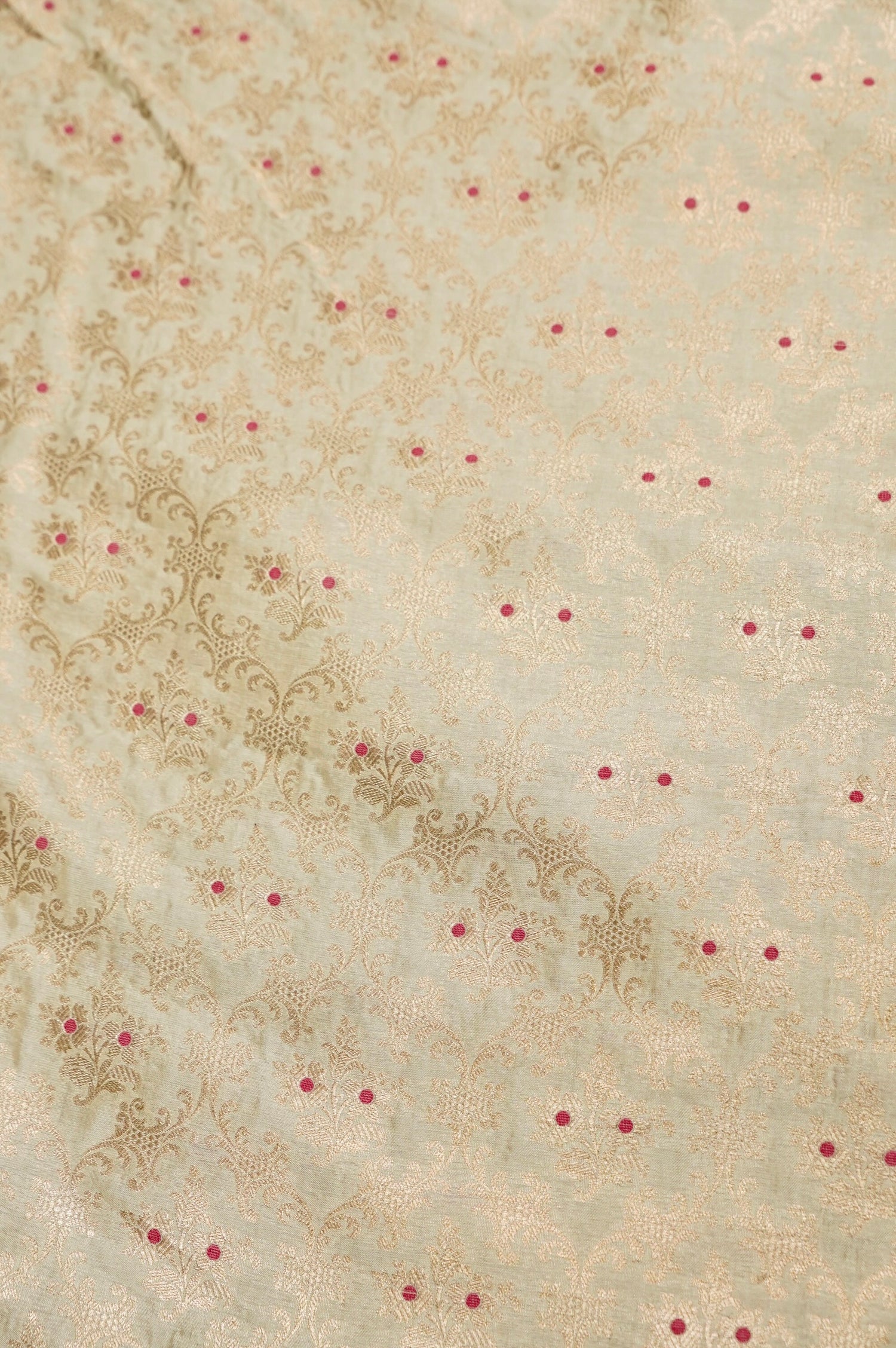 Pure Brocade Banarasi Meenakari Jaal Fabric in Off White - Khinkhwab
