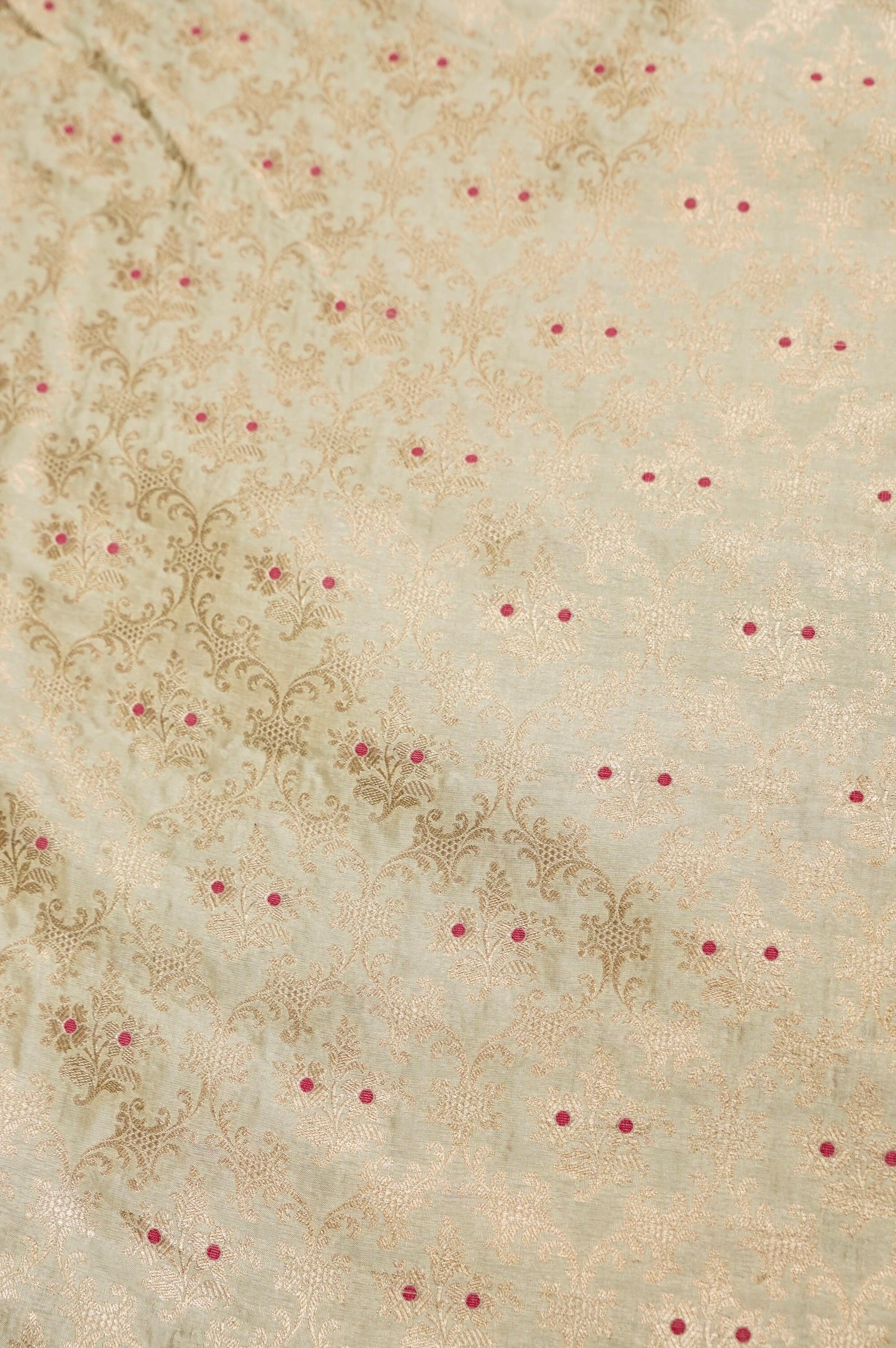 Pure Brocade Banarasi Meenakari Jaal Fabric in Off White - Khinkhwab